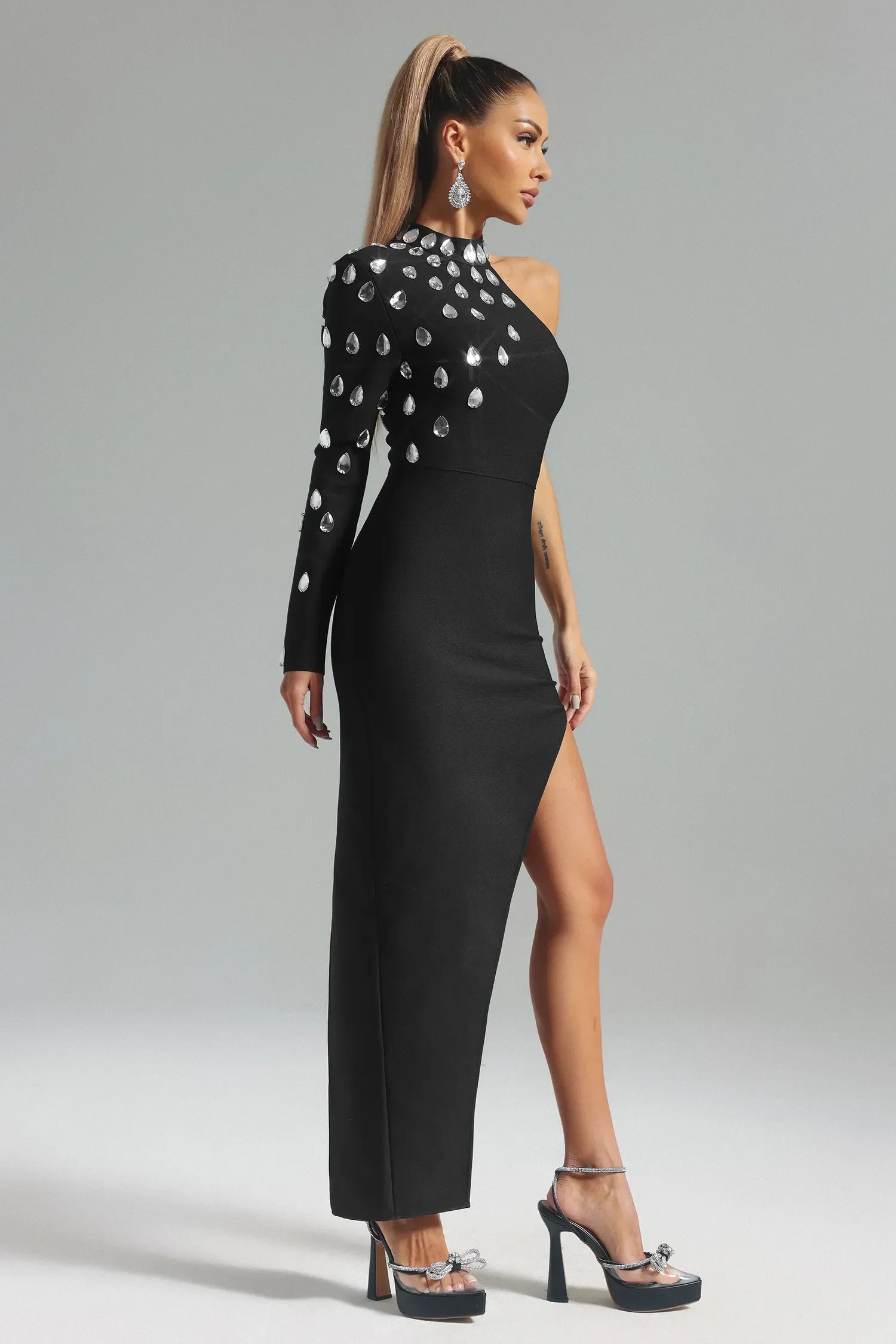 Karina Diamond Maxi Elbise Siyah