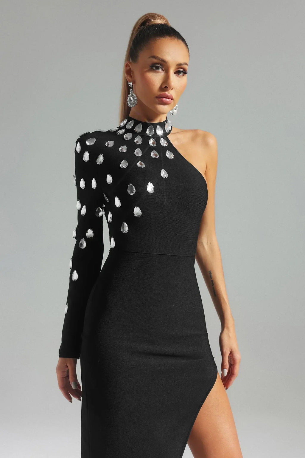 Karina Diamond Maxi Elbise Siyah