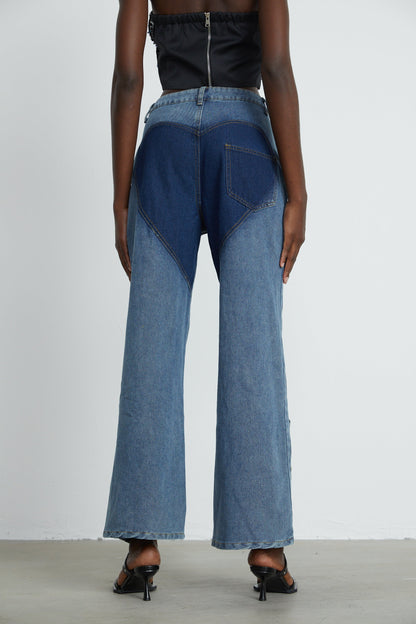 Blanche Yüksek Bel ve Cut-Out Detaylı Jean Pantolon Mavi
