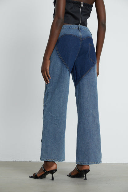 Blanche Yüksek Bel ve Cut-Out Detaylı Jean Pantolon Mavi