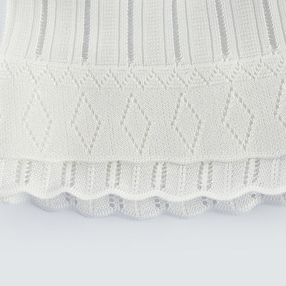 Noémie Pencere ve Pile Detaylı Mini Elbise Beyaz