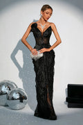 Siyah Ashlyn Dantel Maxi Elbise