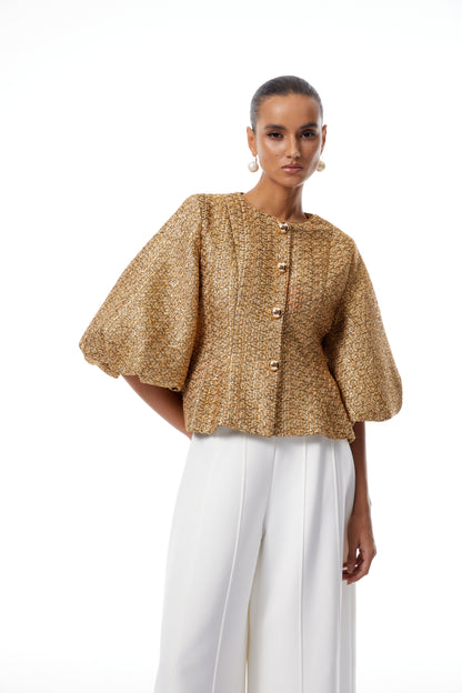 Clothilde Payet İşlemeli Tüvit Ceket Altın