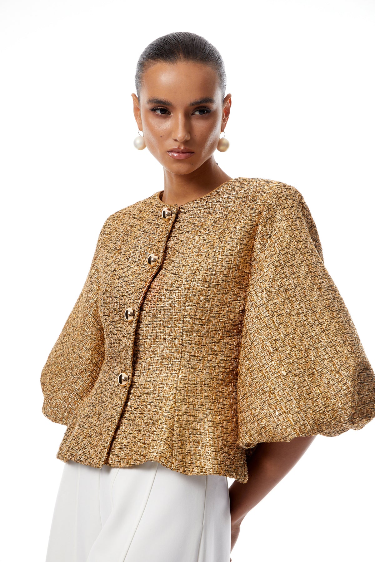 Clothilde Payet İşlemeli Tüvit Ceket Altın