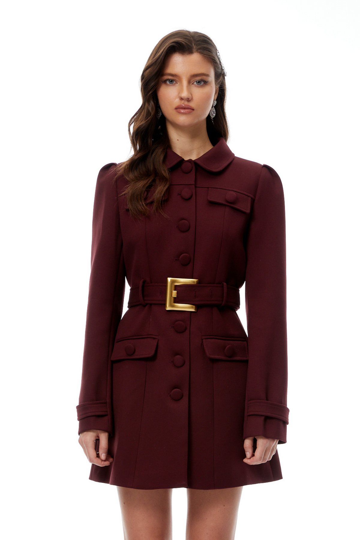 Sofía Kemer Detaylı Blazer Mini Elbise Bordo