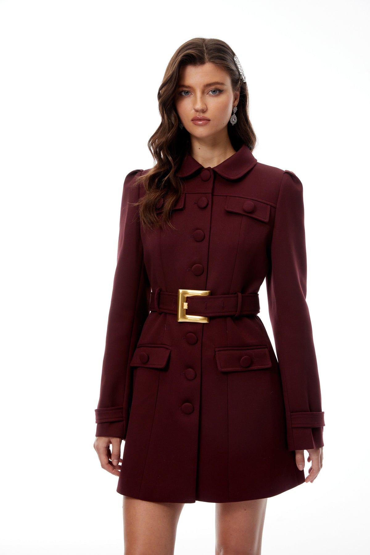 Sofía Kemer Detaylı Blazer Mini Elbise Bordo