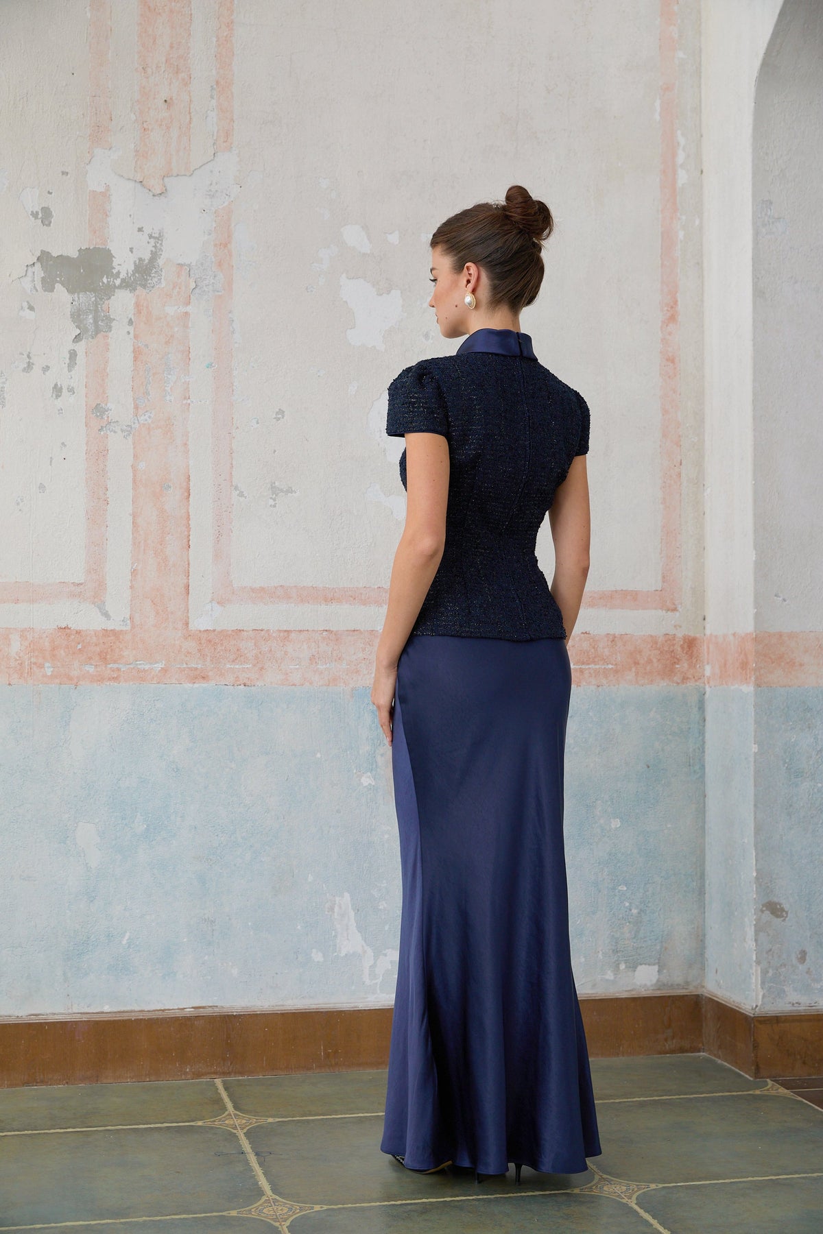 Josette Peplum Detaylı Panelli Maksi Elbise Mavi