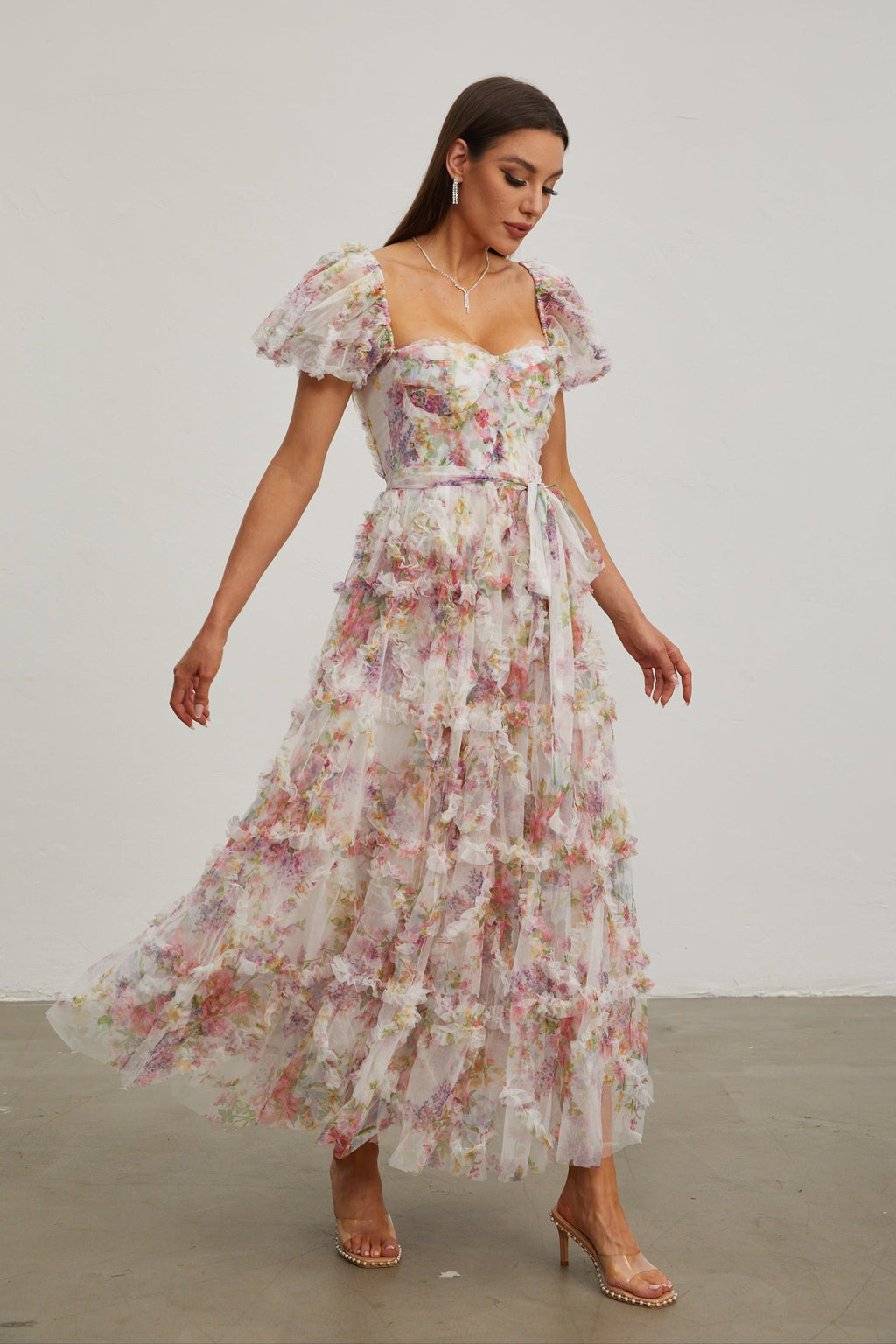 Jacinthe Rosette Puff - Kol Maxi Elbise