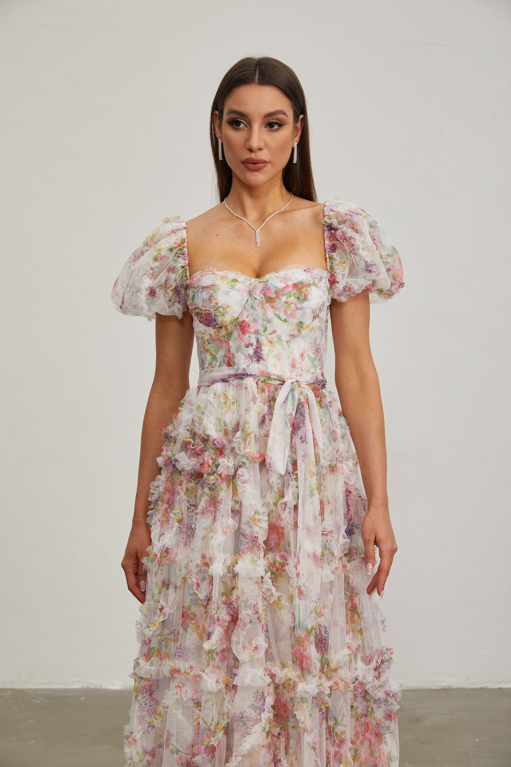 Jacinthe Rosette Puff - Kol Maxi Elbise