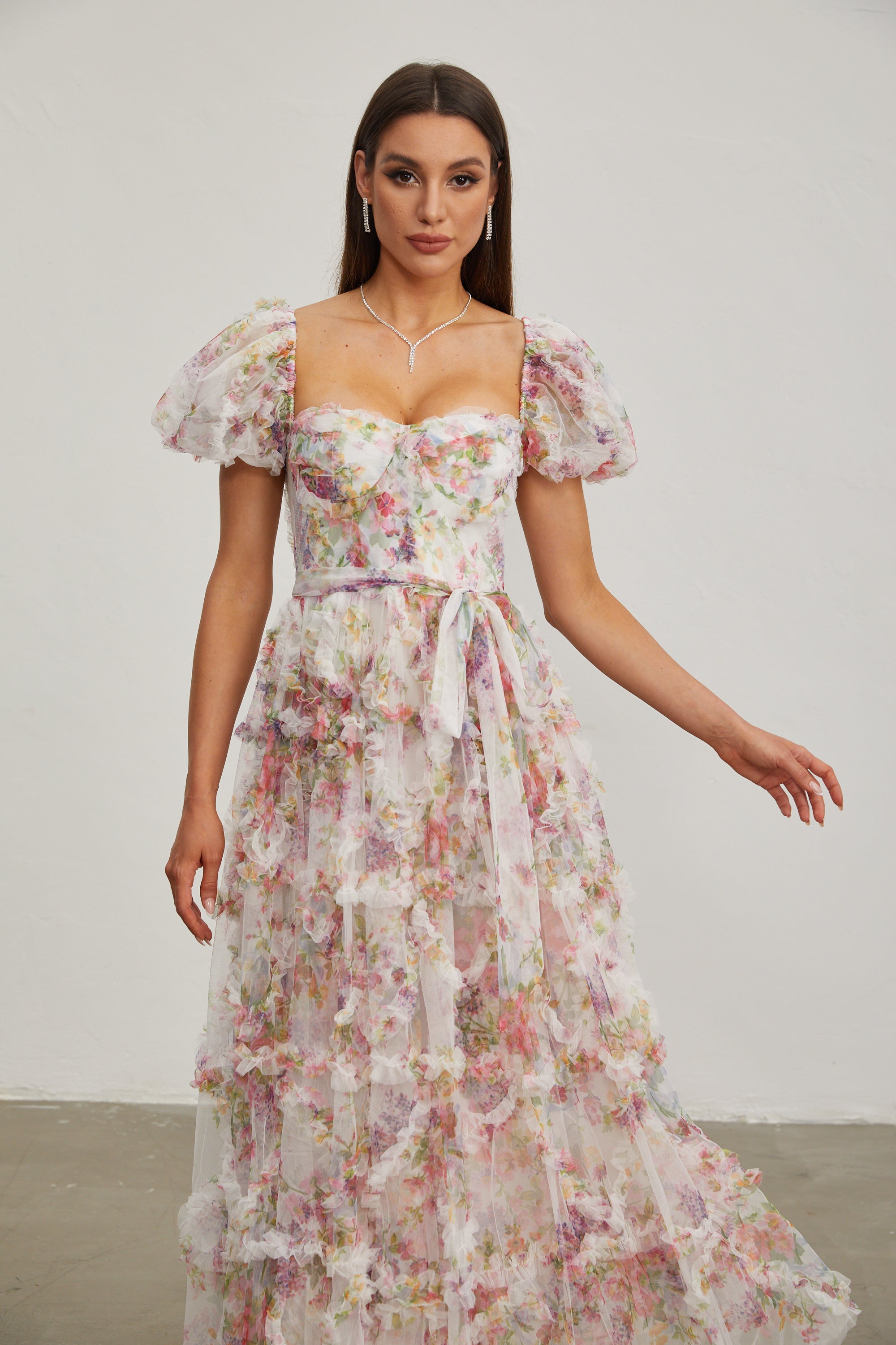 Jacinthe Rosette Puff - Kol Maxi Elbise