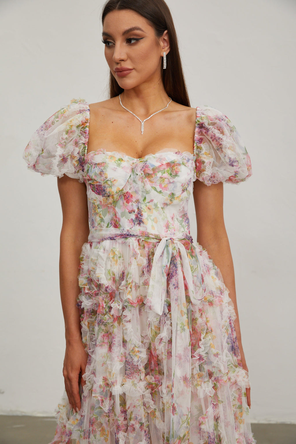 Jacinthe Rosette Puff - Kol Maxi Elbise