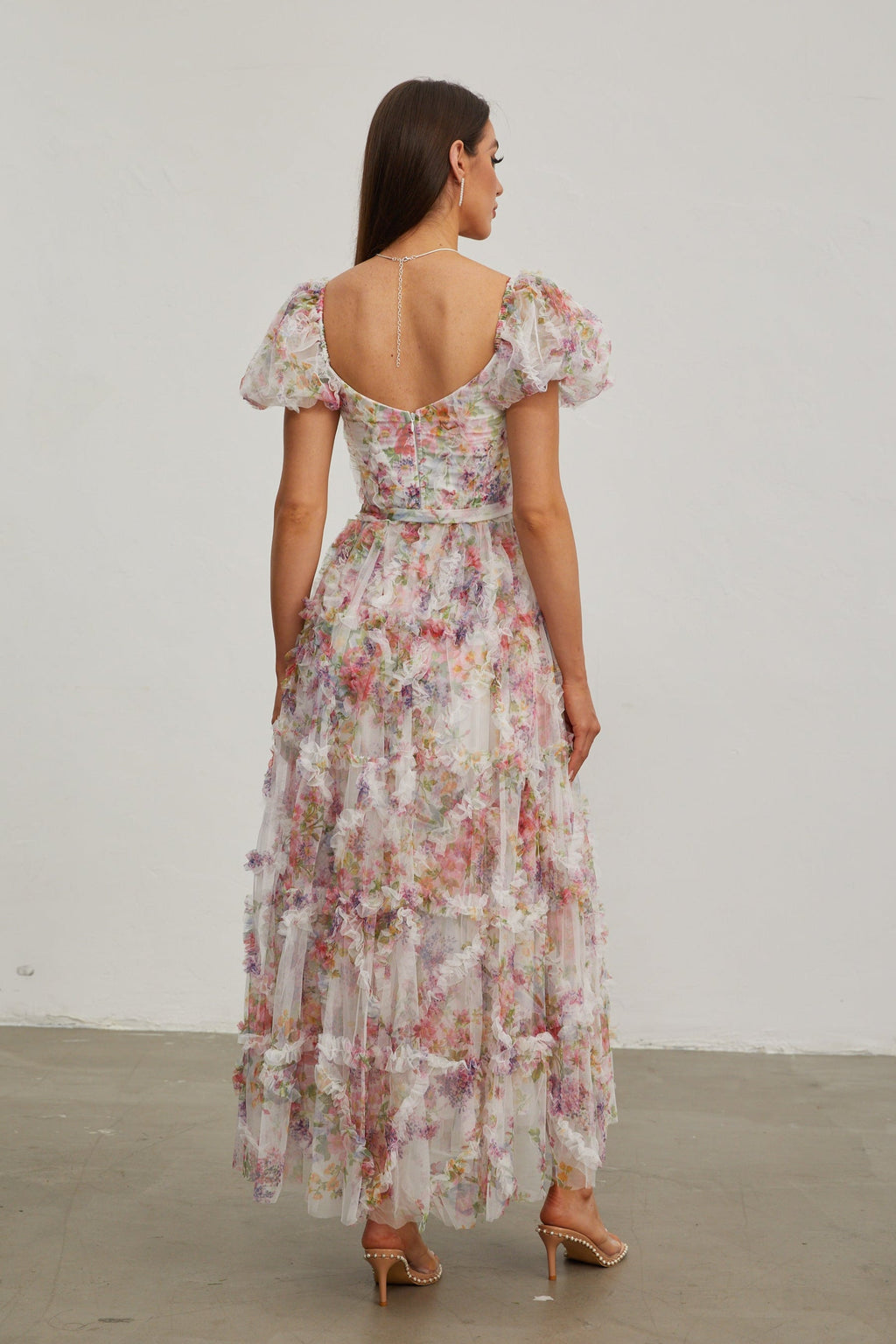 Jacinthe Rosette Puff - Kol Maxi Elbise