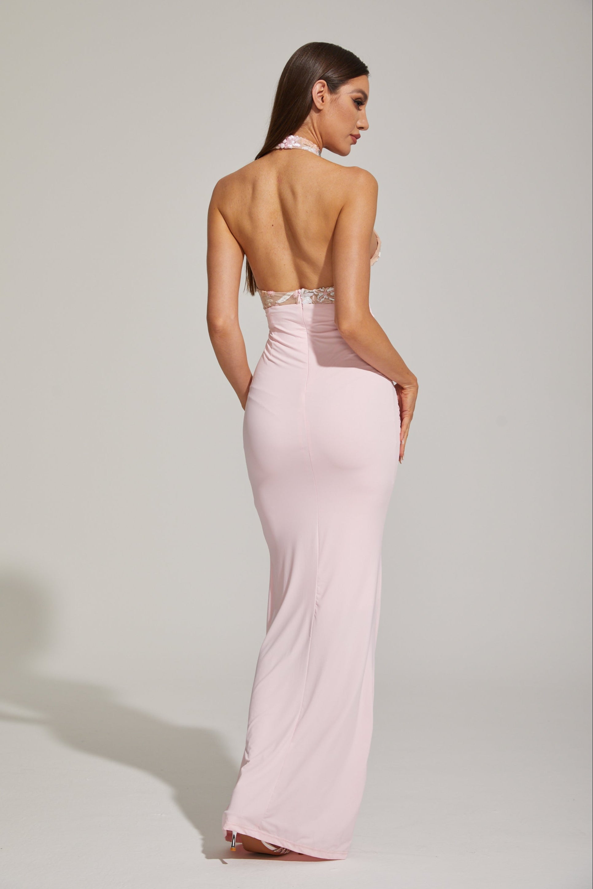 Dilara Pembe Büyülü Bahçe Maxi Elbise
