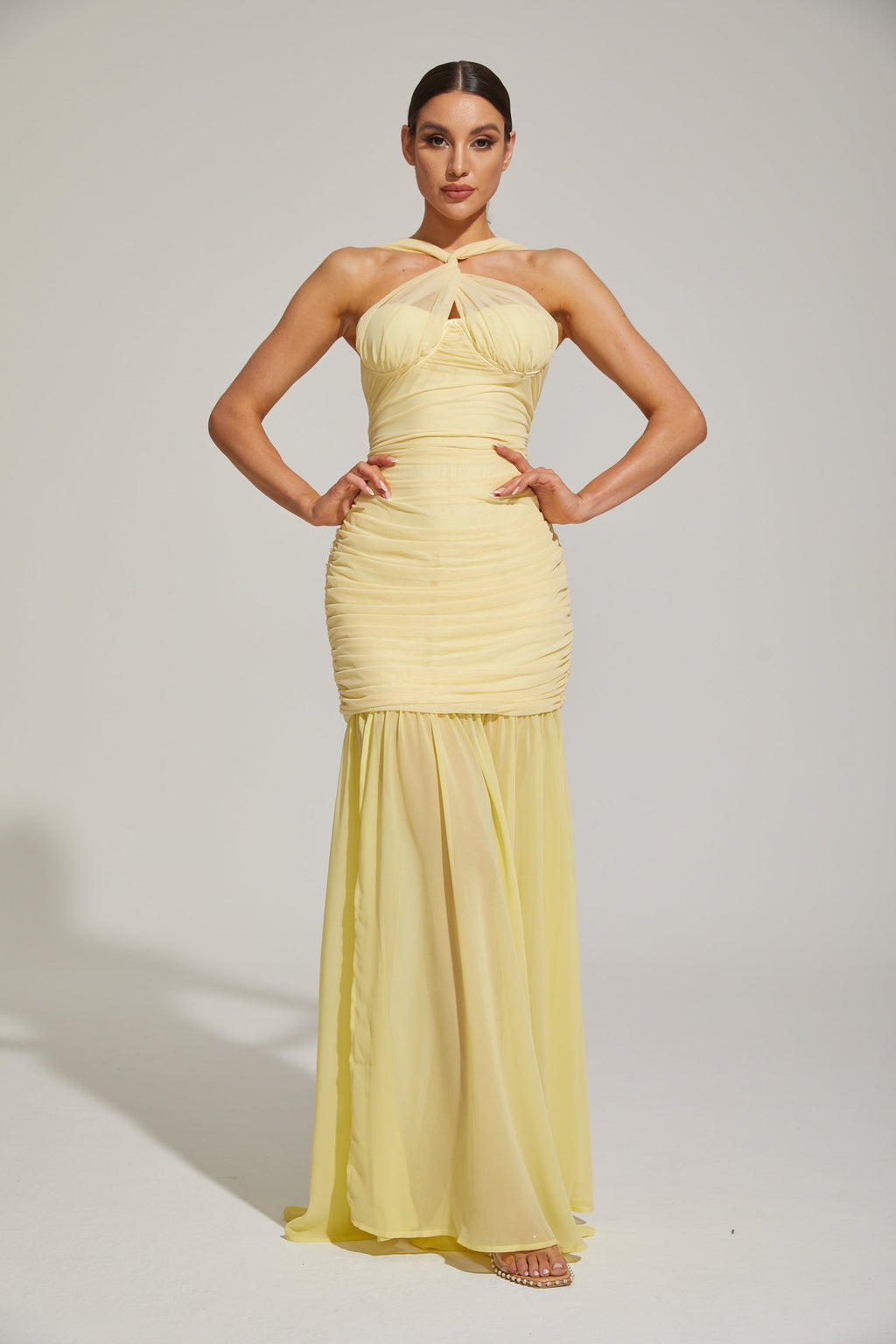 Lucienne Limonata Halter Deniz Kızı Maxi Elbise