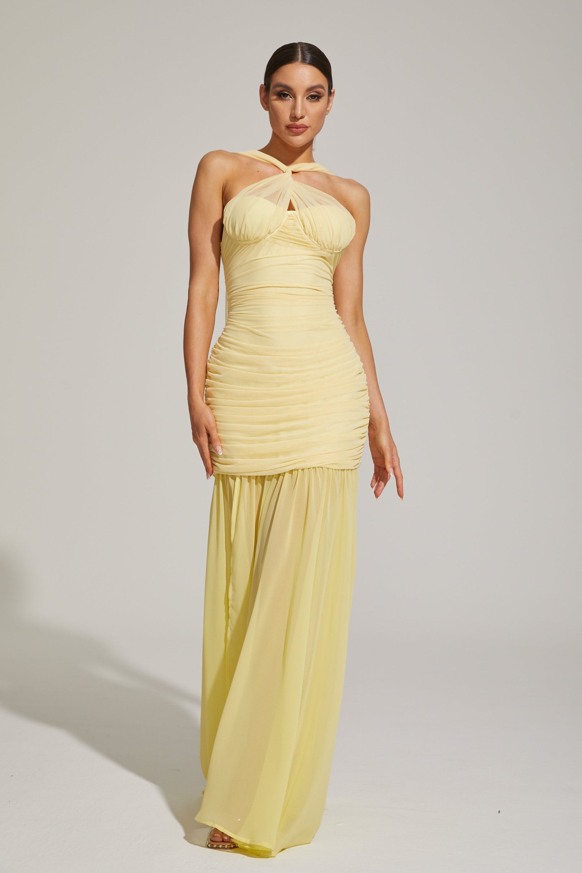 Lucienne Limonata Halter Deniz Kızı Maxi Elbise