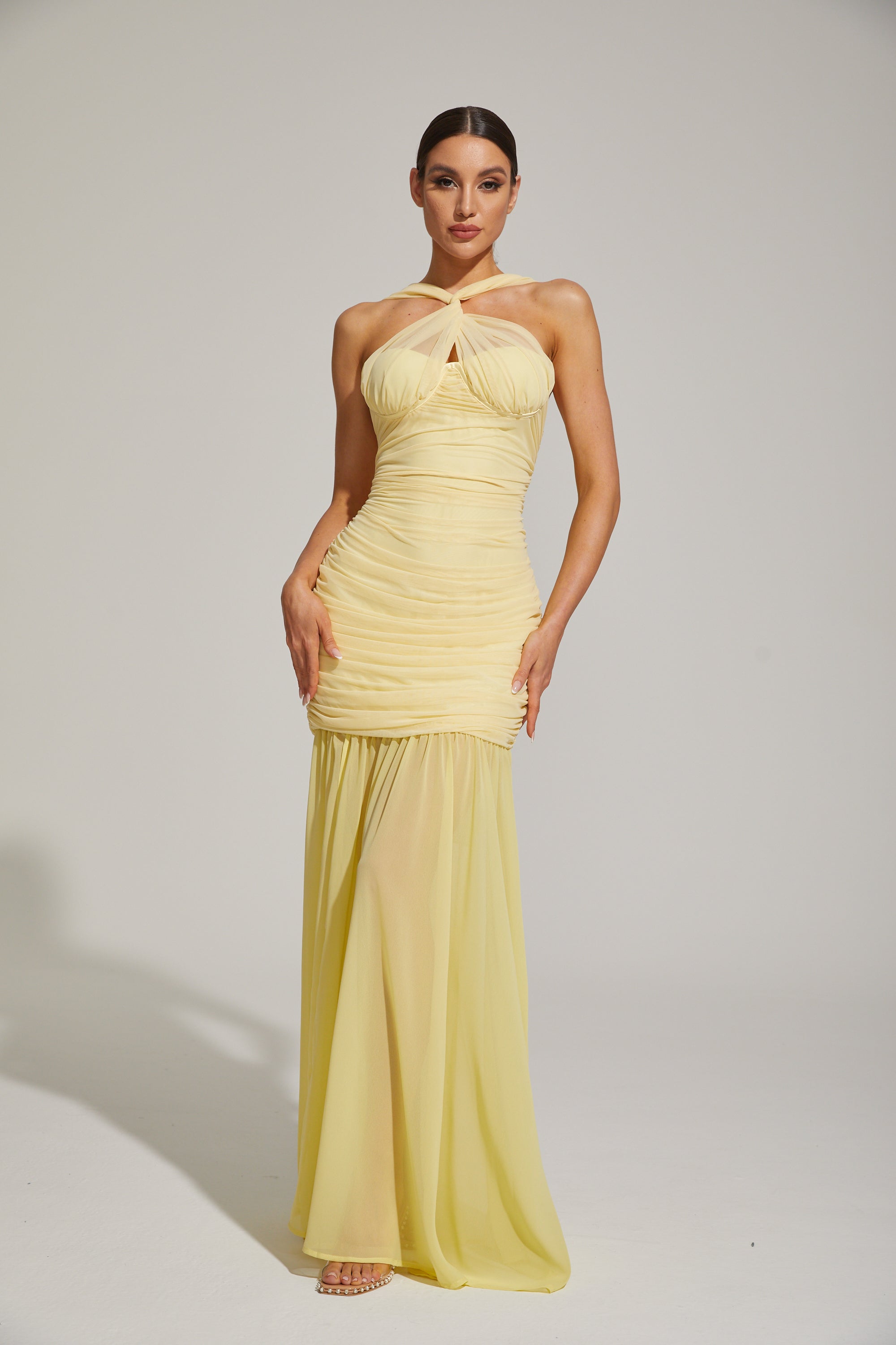 Lucienne Limonata Halter Deniz Kızı Maxi Elbise