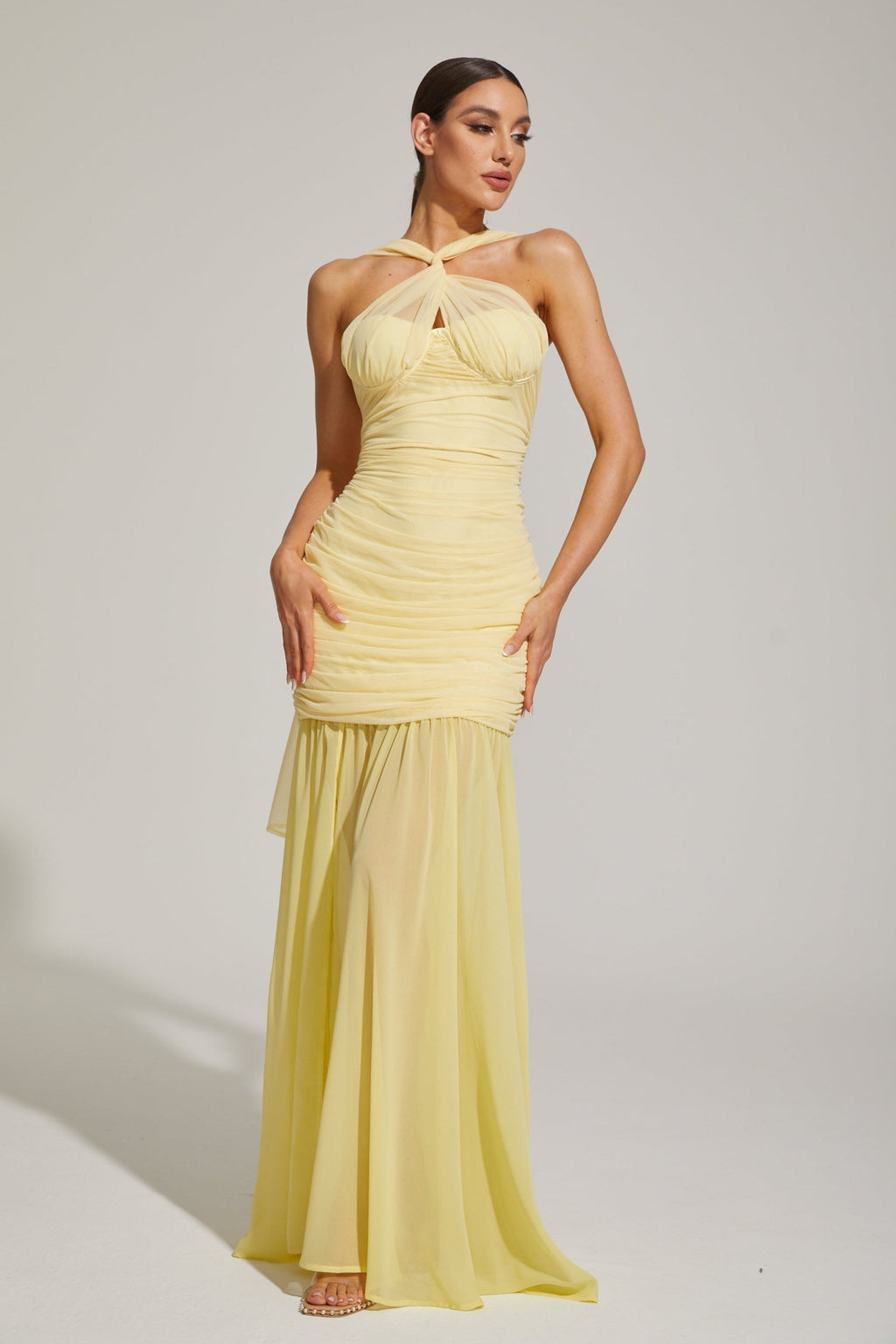 Lucienne Limonata Halter Deniz Kızı Maxi Elbise