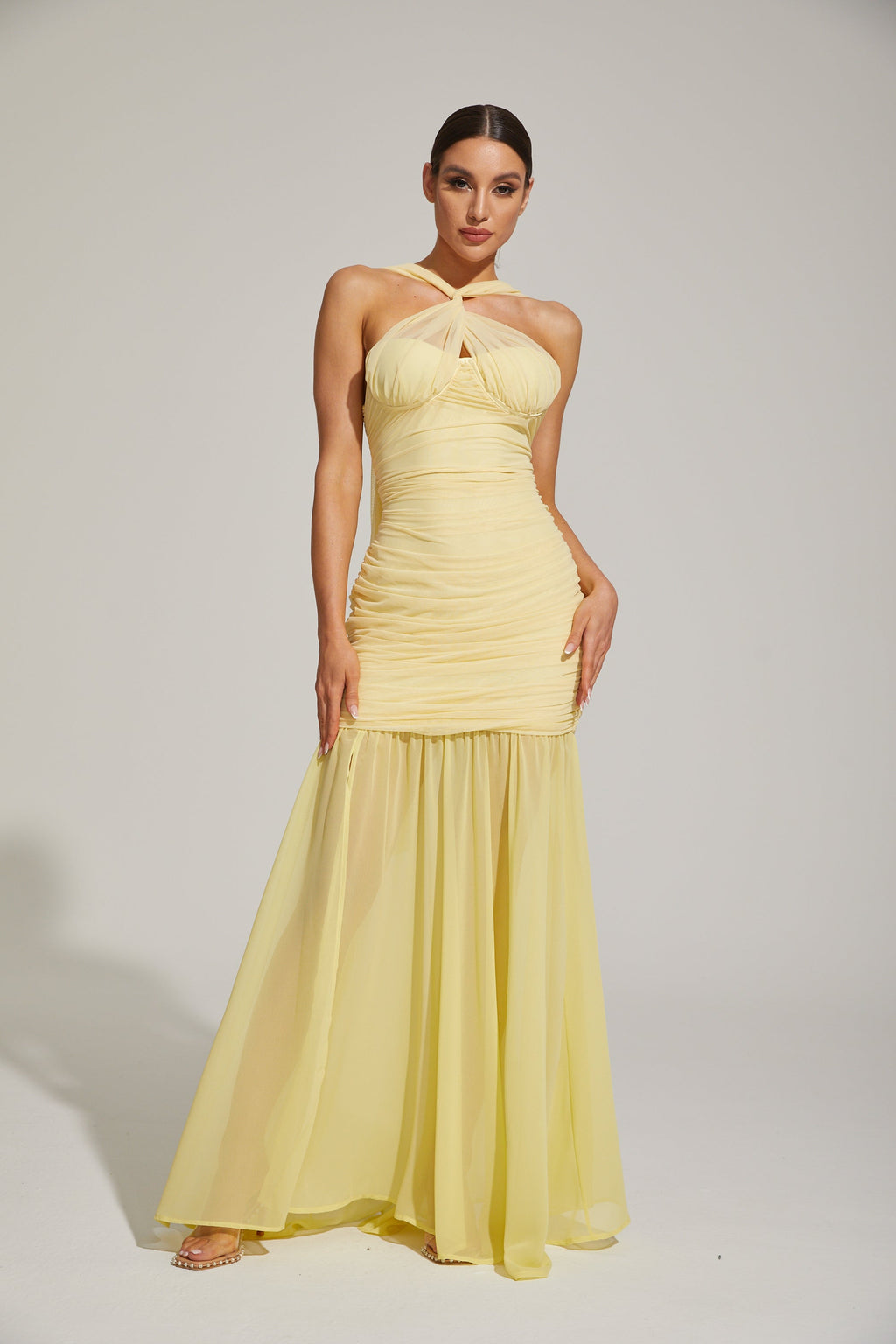 Lucienne Limonata Halter Deniz Kızı Maxi Elbise