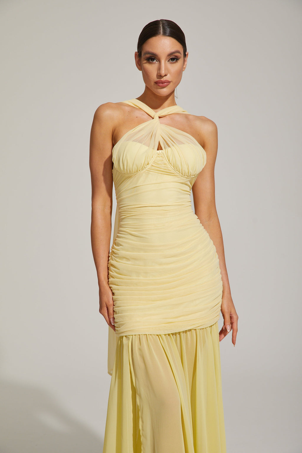 Lucienne Limonata Halter Deniz Kızı Maxi Elbise