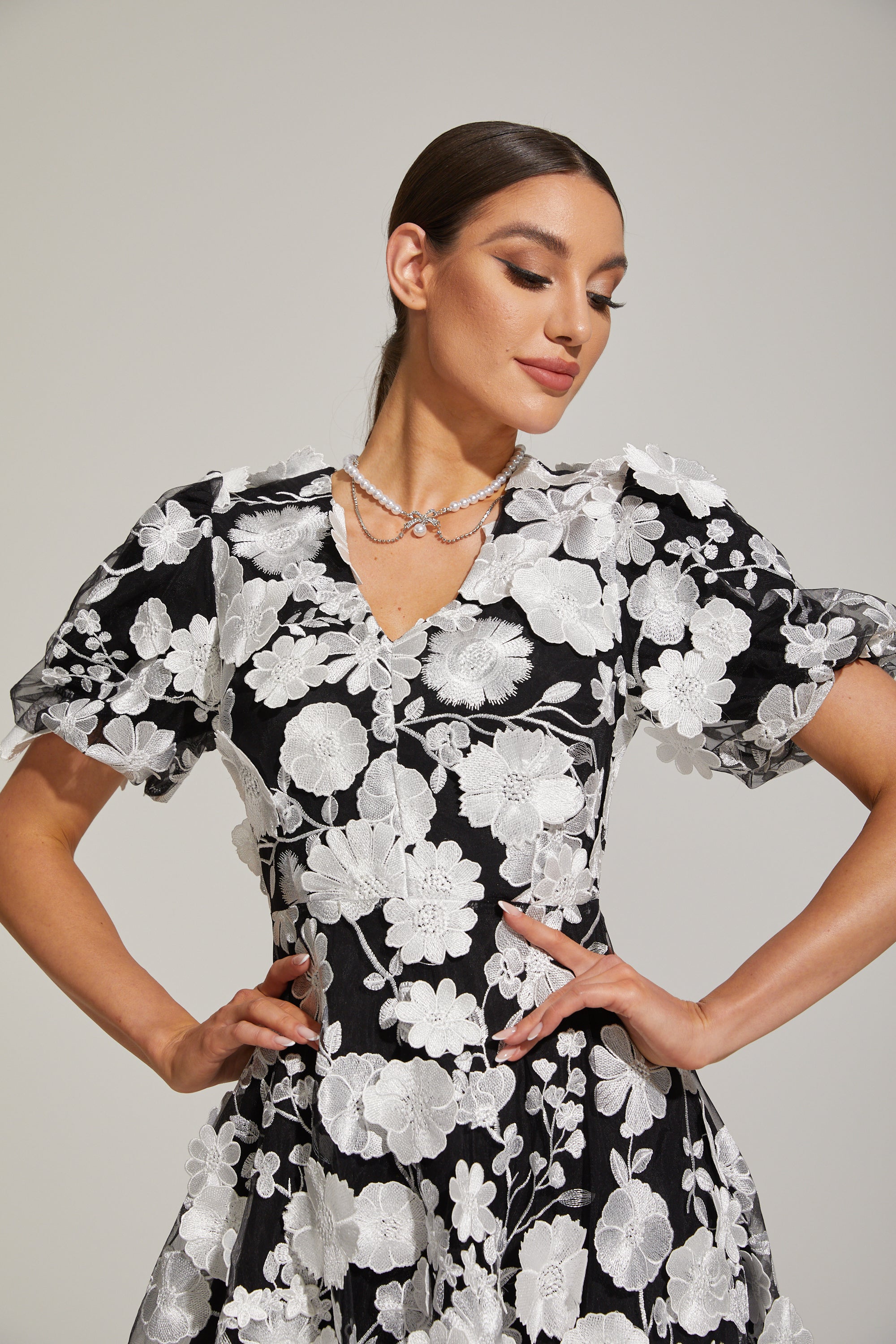 Johanna Bloom Puff - Kol Mini Elbise