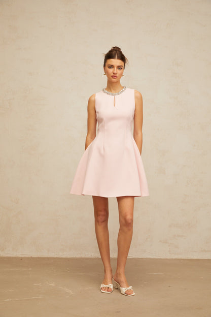 Clothilde Payetli ve Kabarık Etekli Mini Elbise Pembe