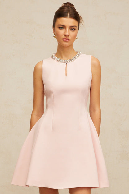 Clothilde Payetli ve Kabarık Etekli Mini Elbise Pembe