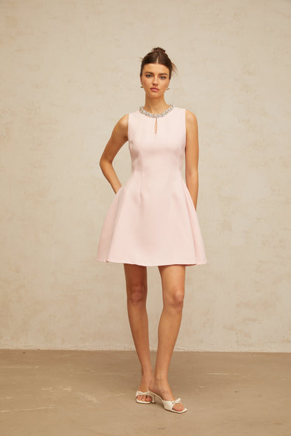 Clothilde Payetli ve Kabarık Etekli Mini Elbise Pembe