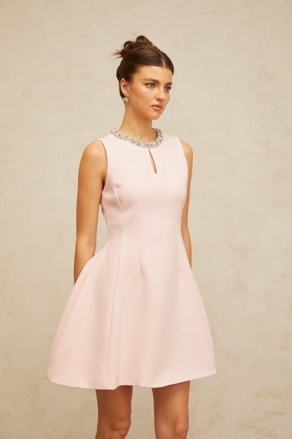 Clothilde Payetli ve Kabarık Etekli Mini Elbise Pembe