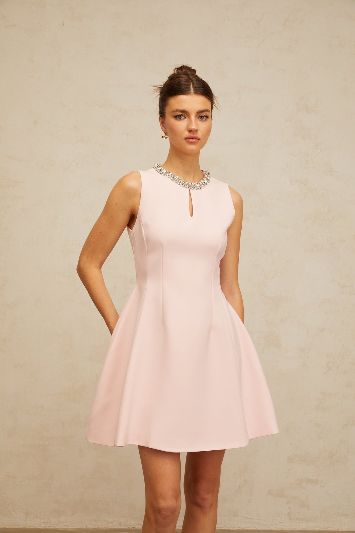 Clothilde Payetli ve Kabarık Etekli Mini Elbise Pembe