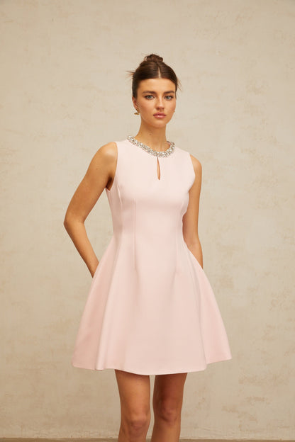 Clothilde Payetli ve Kabarık Etekli Mini Elbise Pembe