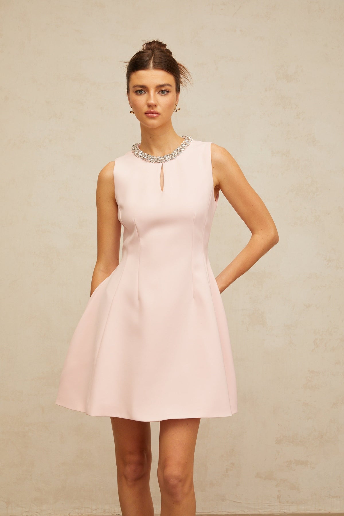 Clothilde Payetli ve Kabarık Etekli Mini Elbise Pembe
