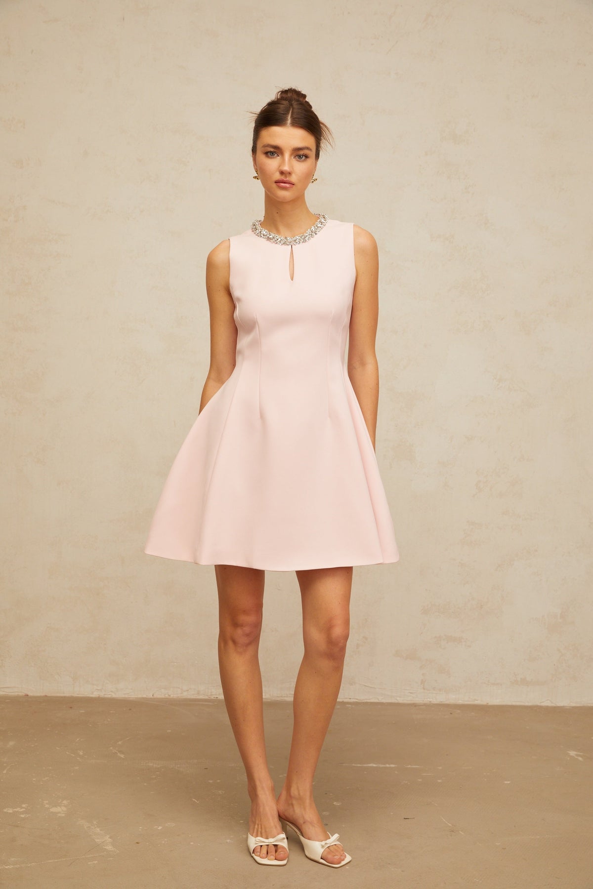 Clothilde Payetli ve Kabarık Etekli Mini Elbise Pembe