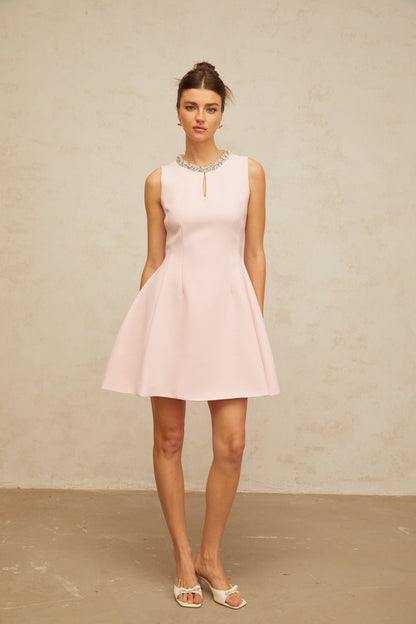 Clothilde Payetli ve Kabarık Etekli Mini Elbise Pembe
