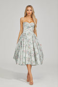 Tinsley Fleur Saten Midi Elbise