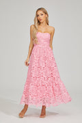 Selene Rosalie Dantel Straplez Midi Elbise