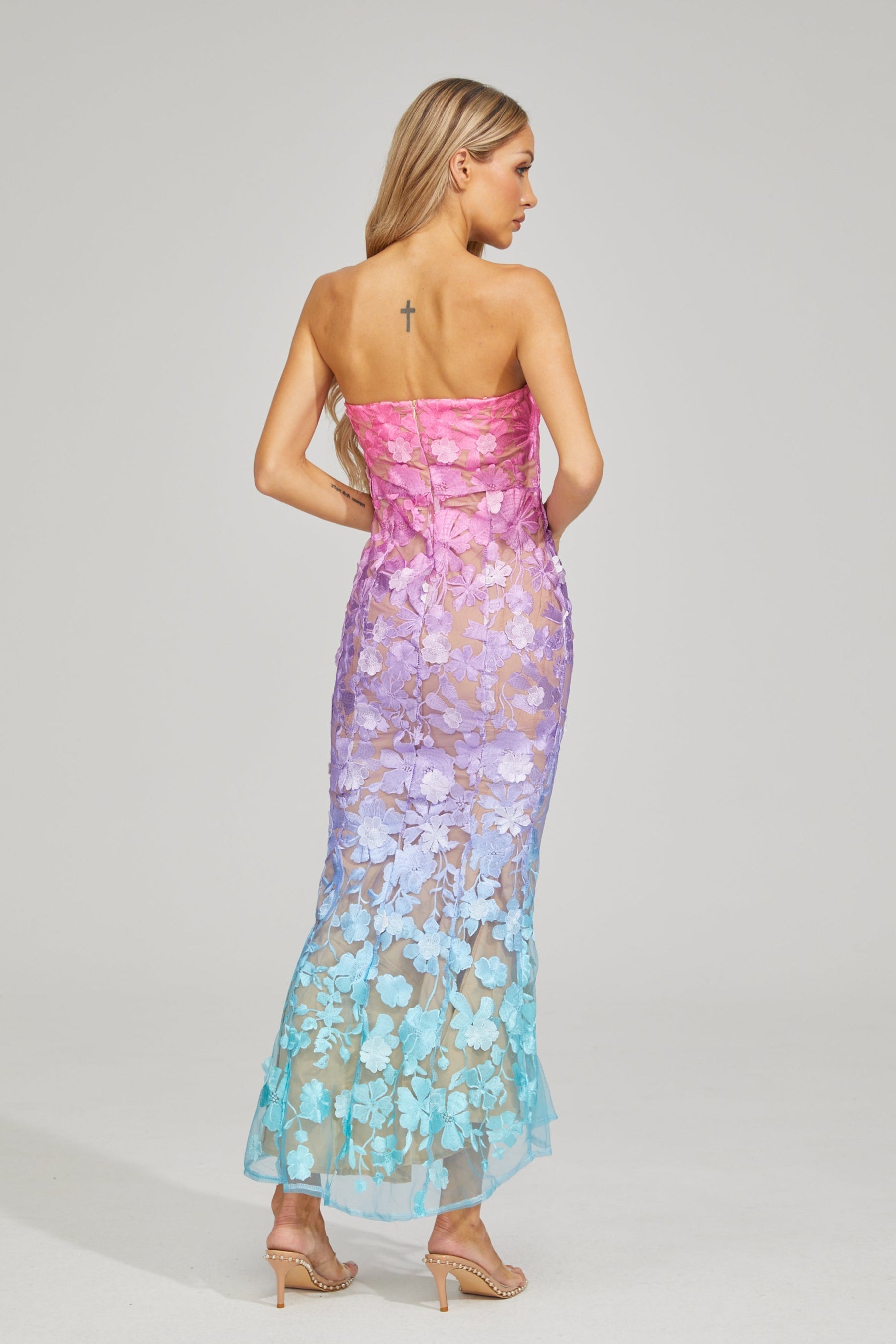 Althea Ombre Çiçekli Maxi Elbise