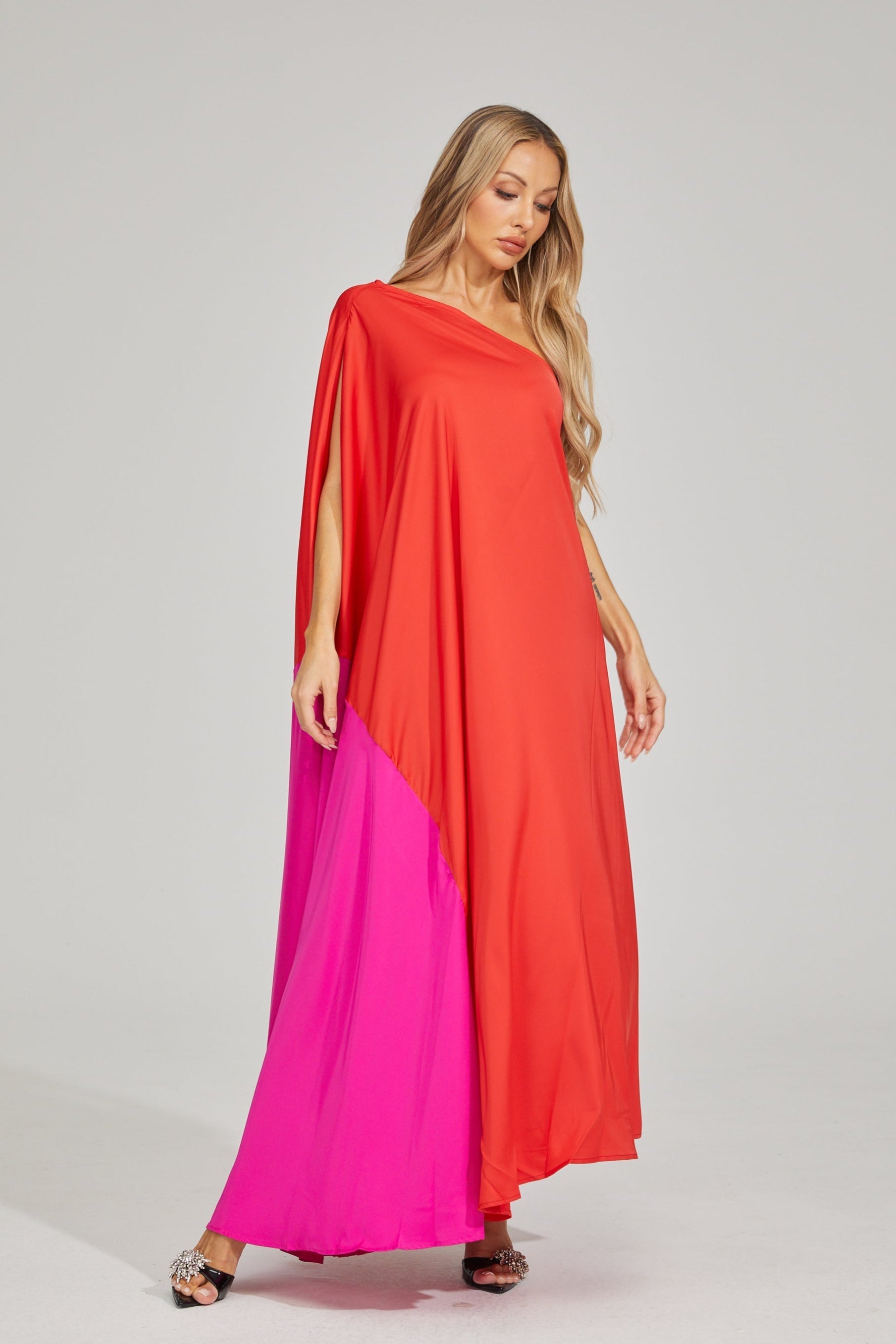 Nerina Fusion Asimetrik Maxi Elbise