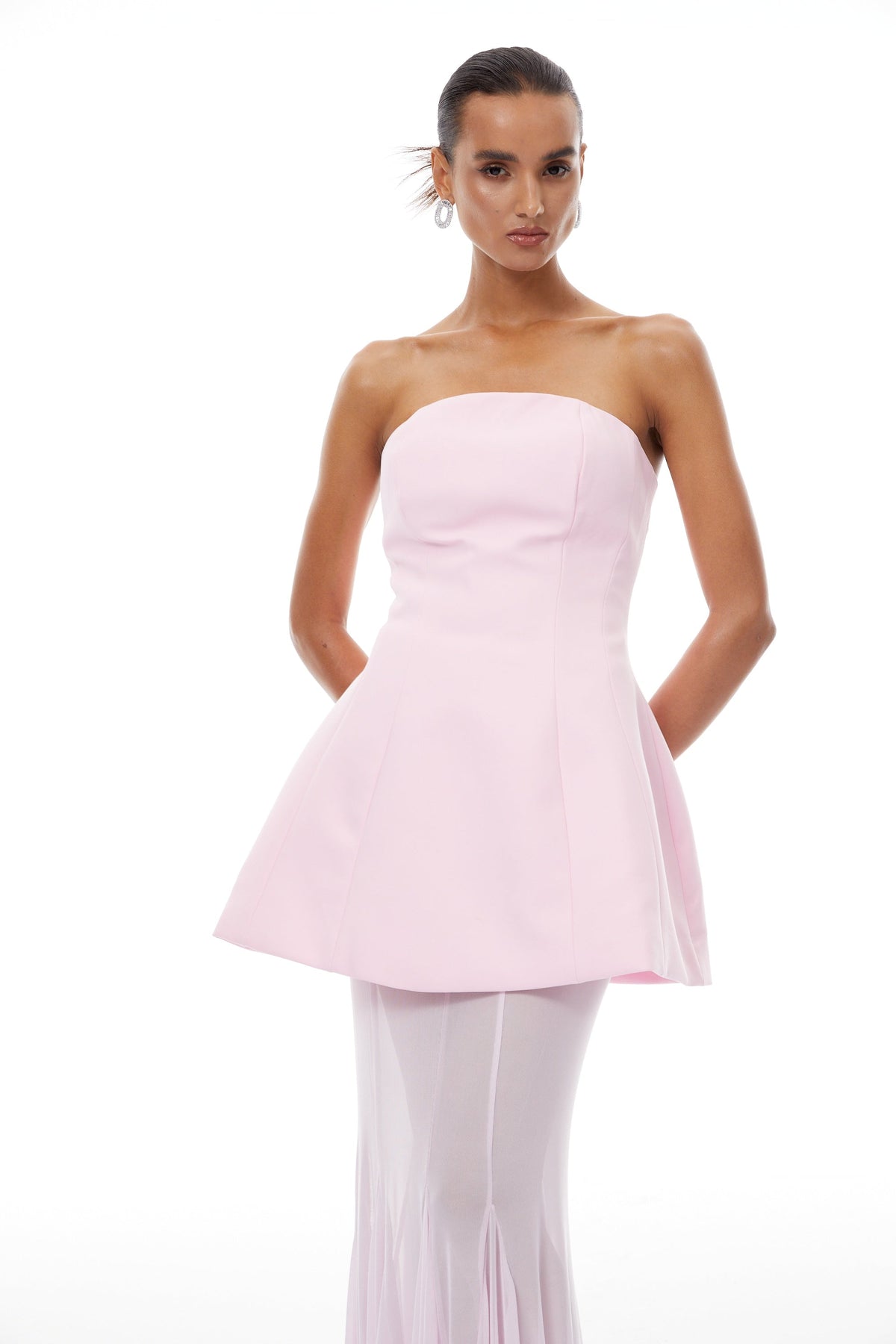 Mélanie Korse Elbise ve Tül Etek Takım Pembe