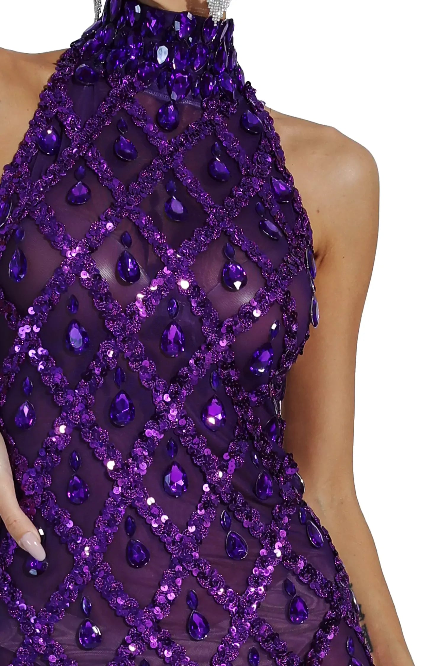 Louise Mor Elmas Maxi Elbise (Astarsız)
