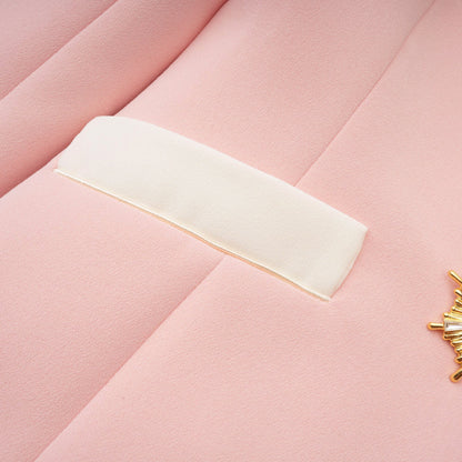 Claretta Renk Bloklu Ceket Pantolon Takımı Pembe