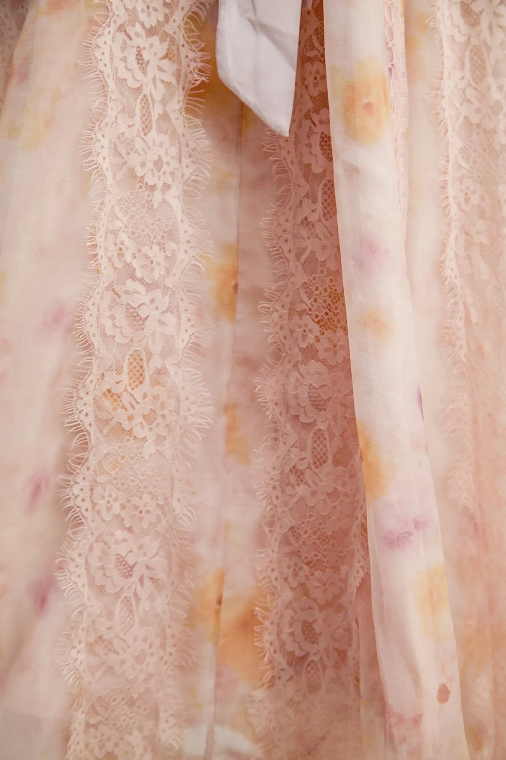 Love Pembe Baskılı Dantel Midi Elbise