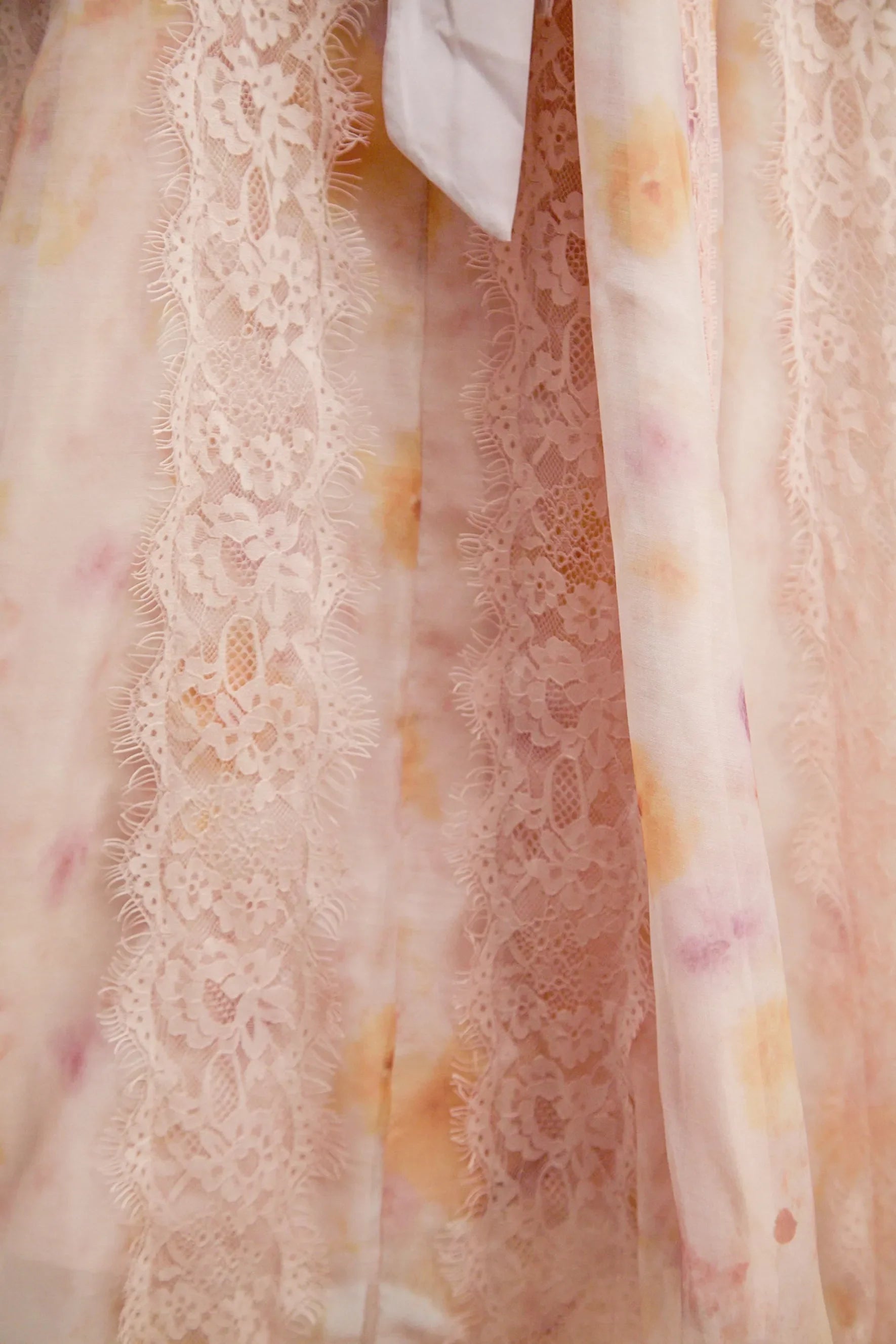 Love Pembe Baskılı Dantel Midi Elbise