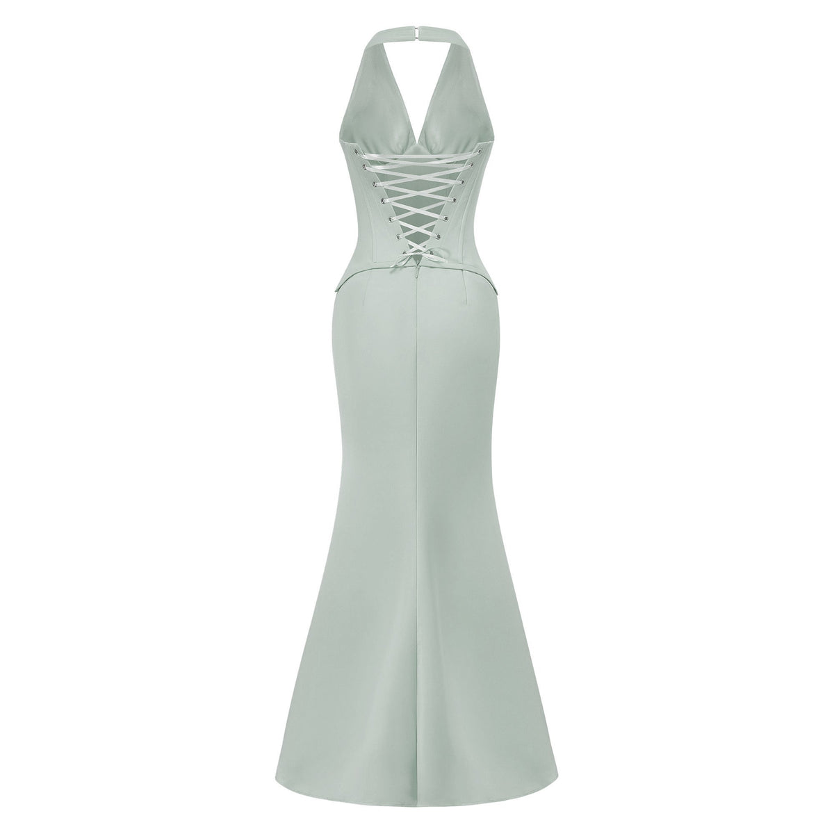 Aurélie Boyundan Bağlamalı Balık Model Maksi Elbise Yeşil