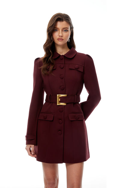 Sofía Kemer Detaylı Blazer Mini Elbise Bordo