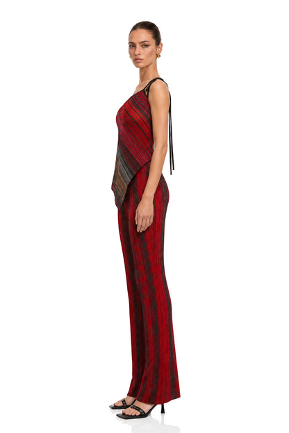 Amaryllis Payet ve Çizgi Detaylı Takım Kırmızı