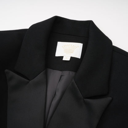 Fleur Saten Panelli Blazer Mini Elbise Siyah
