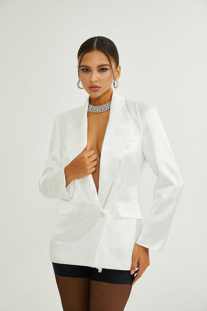 Sylvie Kruvaze İpek Blazer Ceket Beyaz