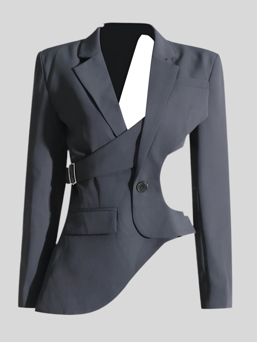 Sırtı Açık Oymalı Düzensiz Blazer