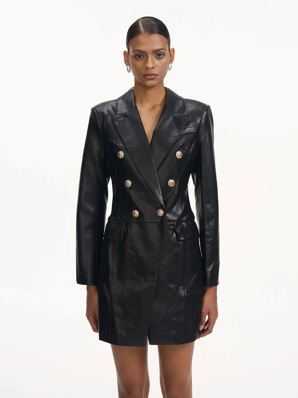 Deri Kruvaze Blazer Elbise