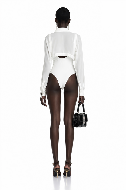 Fleur Korse Detaylı Body Beyaz